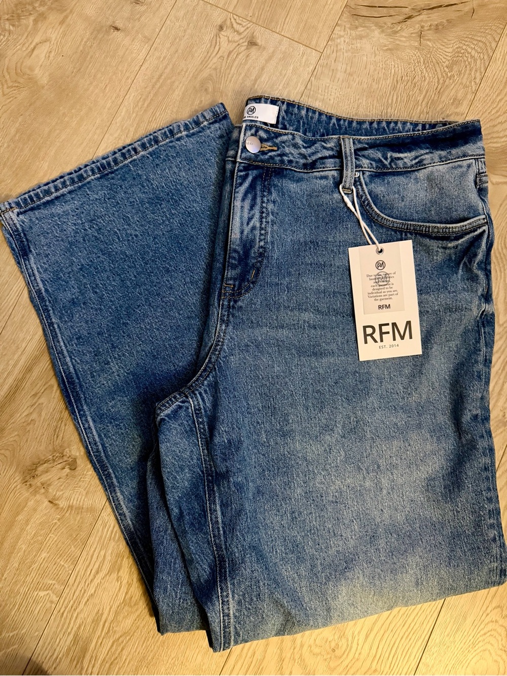 NWT Rigid Wide Leg Jeans - Light Medium Wash 20W Tummy Control RFM Denim